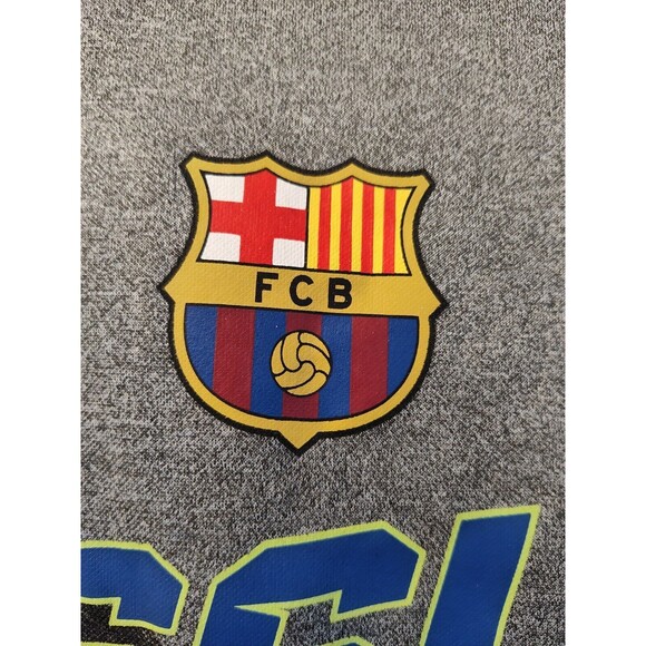 FCB Barcelona #10 Messi Hoodie Pullover Youth Size Large Gray Long Sleeve Sweat - Picture 14 of 16